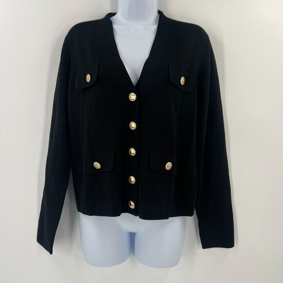 Ann Taylor Women's Small Black Cardigan Sweater NWT Gold Buttons - Picture 1 of 10